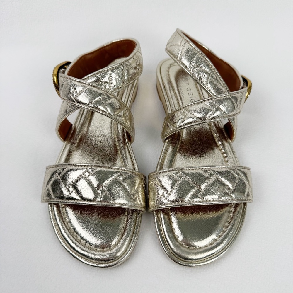 Kurt Geiger Metallic Silver Quilted Strap Sandals - Picture 4 of 10